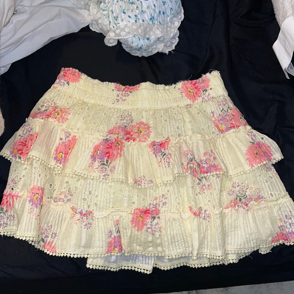 LoveShackFancy Bliss floral cotton miniskirt